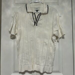 American Eagle Outfitters White Polo with Black Accents